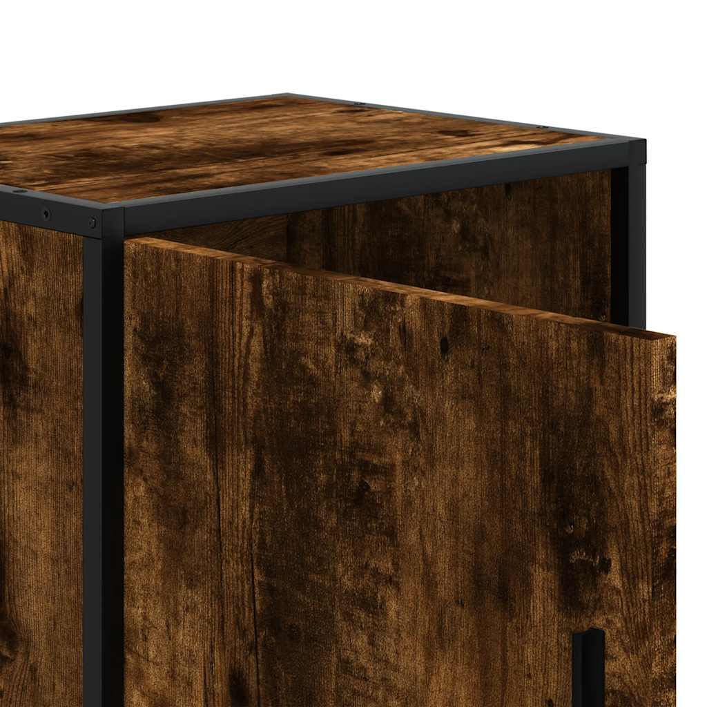 Mesa de cabeceira em carvalho fumado 40x31x50cm madeira e metal