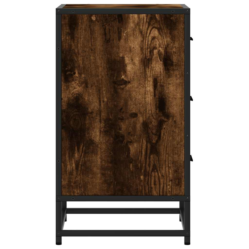 Mesa de cabeceira em carvalho fumado 40x34,5x60cm madeira metal