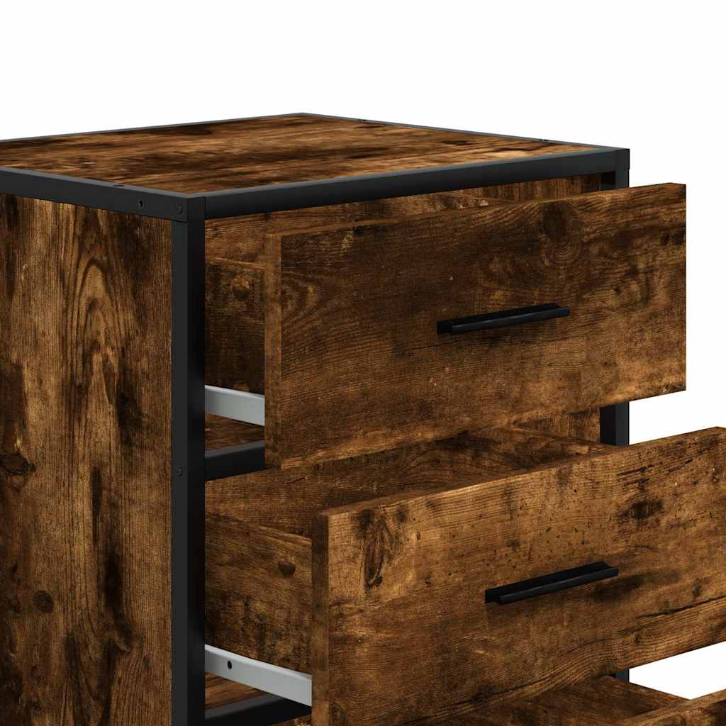 Mesa de cabeceira em carvalho fumado 40x34,5x60cm madeira metal