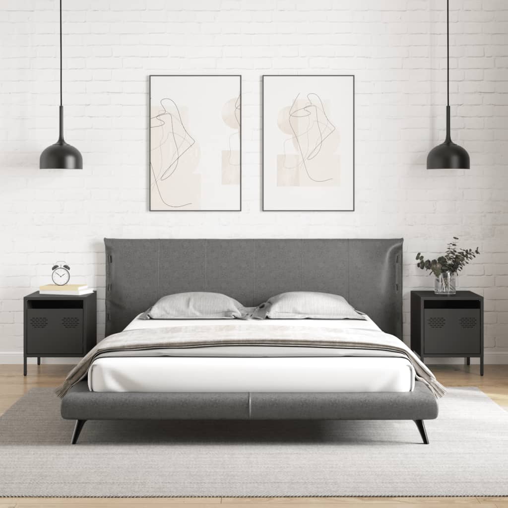 Bedside tables 2 pcs 35x39x43.5 cm black steel