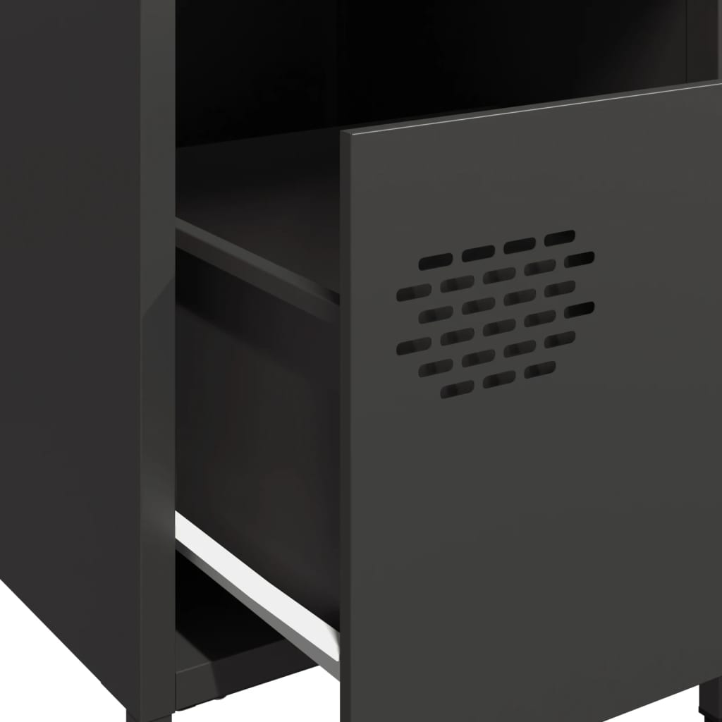 Bedside tables 2 pcs 35x39x43.5 cm black steel