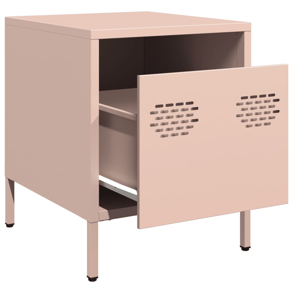 Mesas de cabeceira 2 pcs 35x39x43,5 cm aço rosa