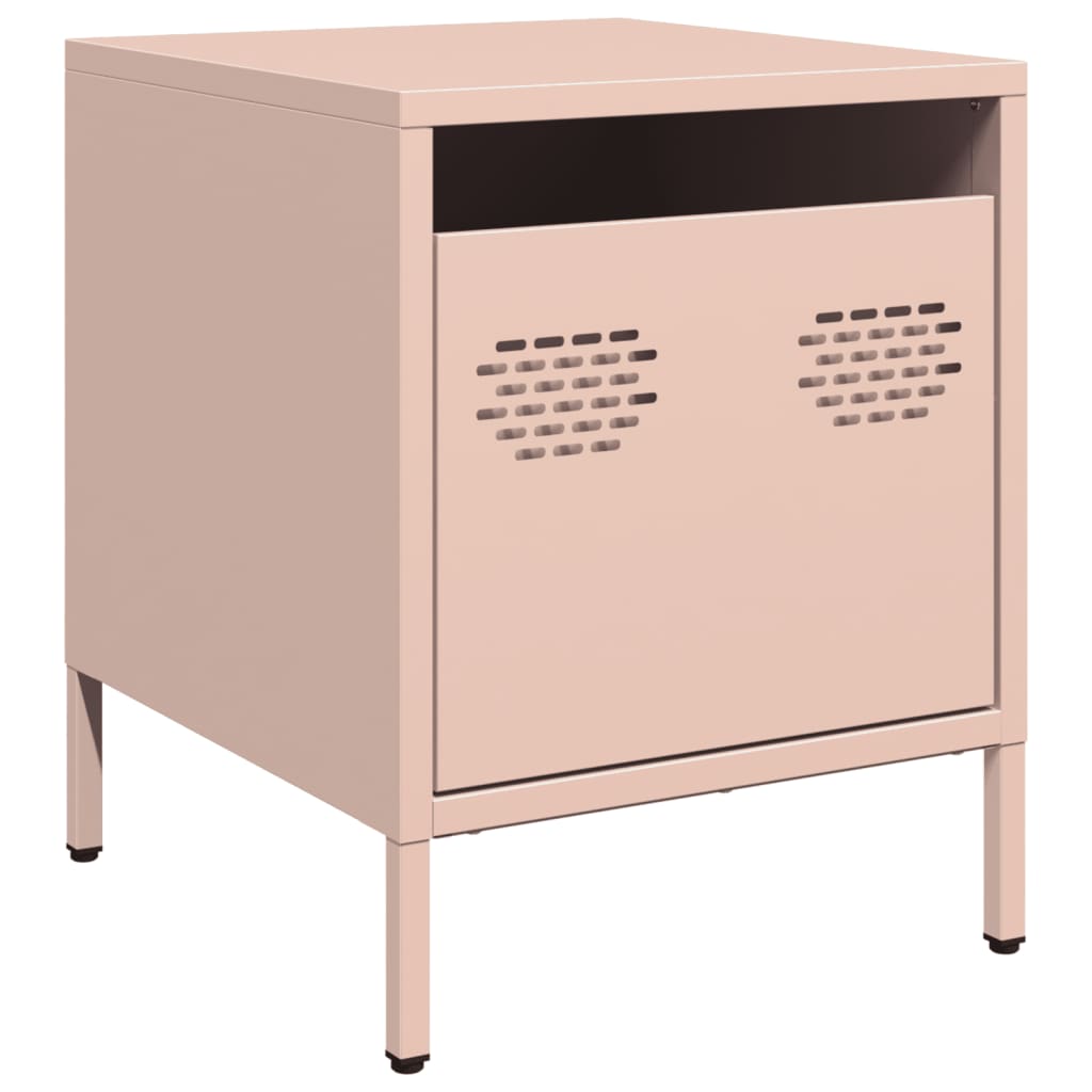 Mesas de cabeceira 2 pcs 35x39x43,5 cm aço rosa