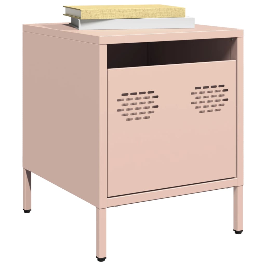 Mesas de cabeceira 2 pcs 35x39x43,5 cm aço rosa