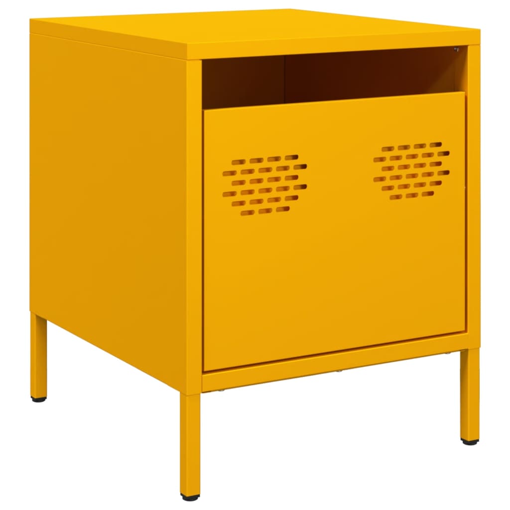 Mesas de cabeceira 2 pcs 35x39x43,5 cm aço amarelo mostarda