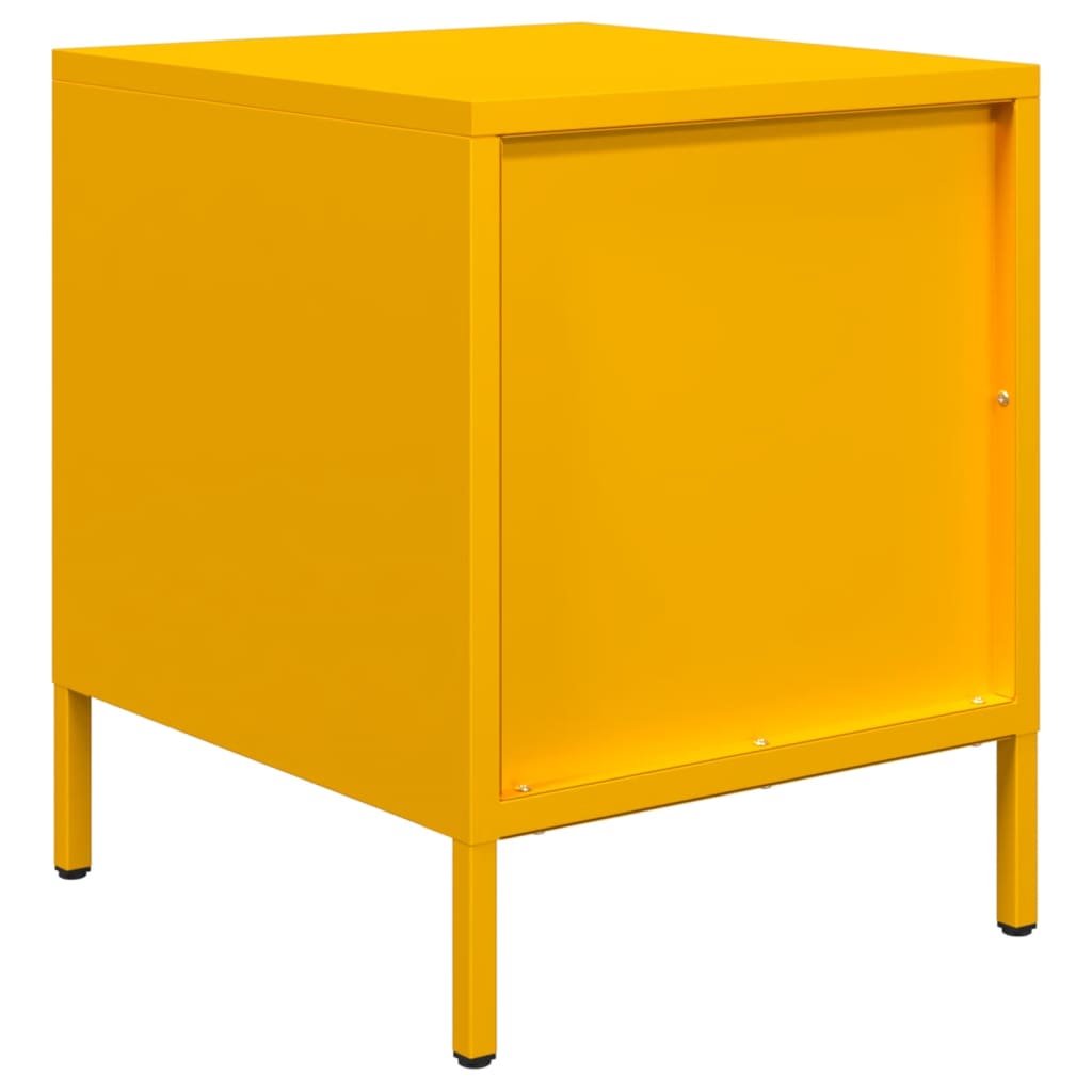Mesas de cabeceira 2 pcs 35x39x43,5 cm aço amarelo mostarda
