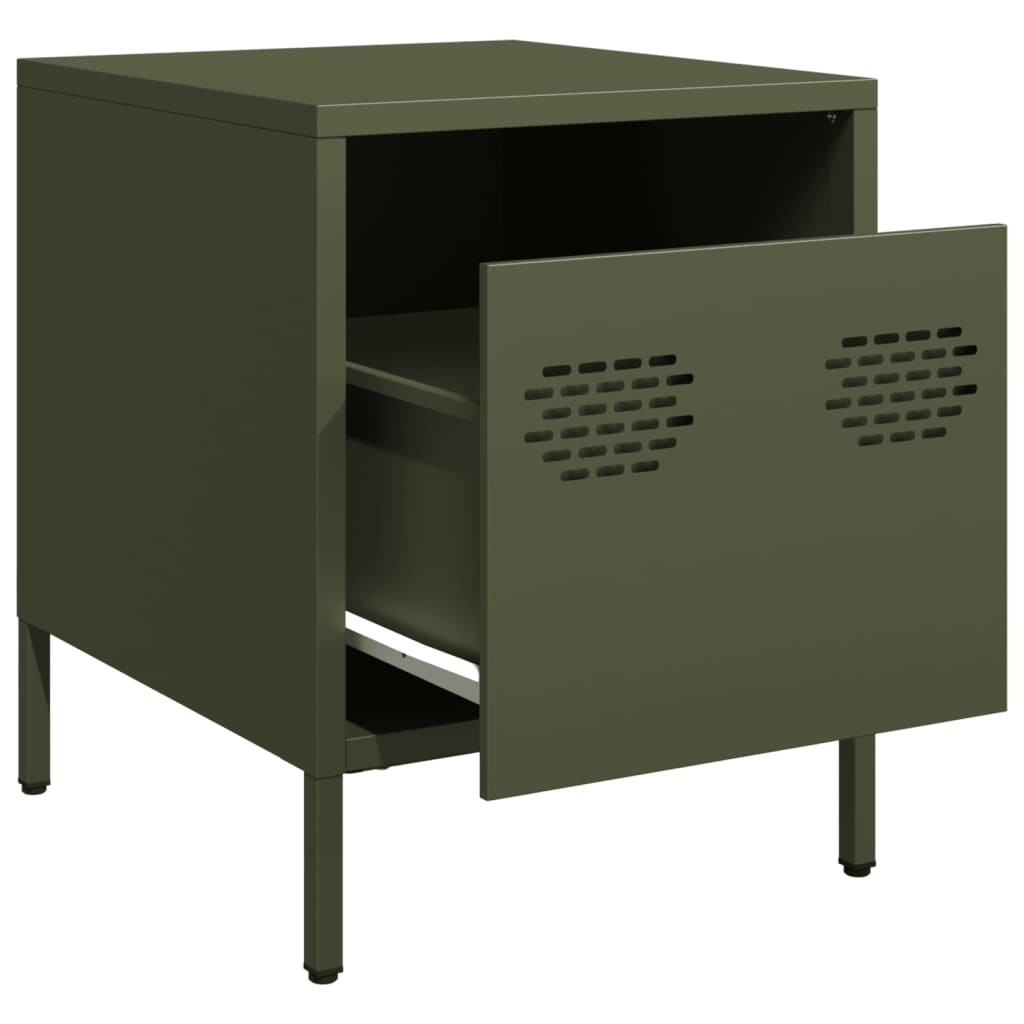Bedside tables 2 pcs 35x39x43.5 cm steel olive green
