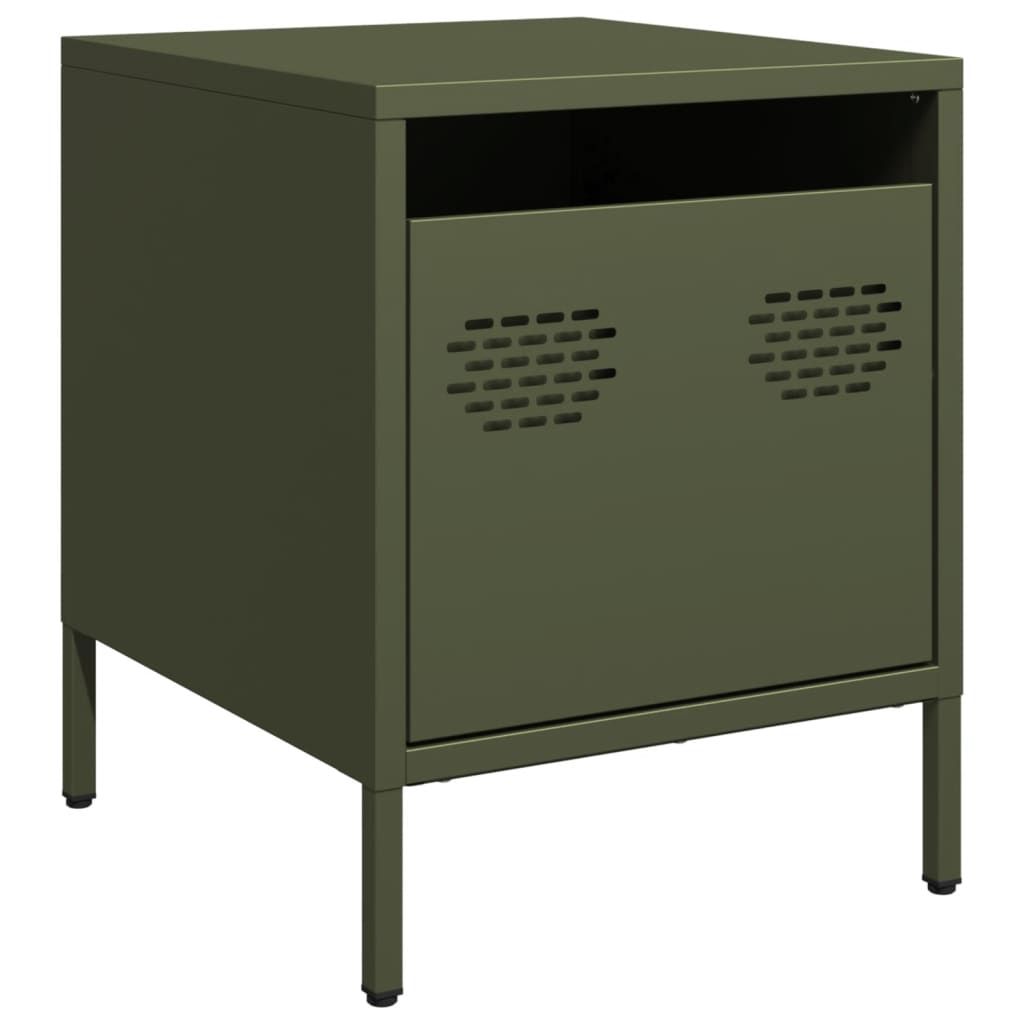 Bedside tables 2 pcs 35x39x43.5 cm steel olive green