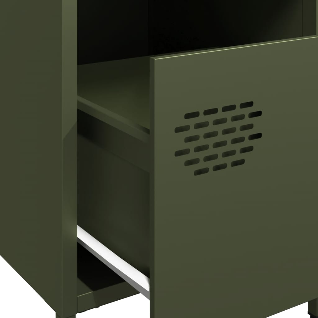Bedside tables 2 pcs 35x39x43.5 cm steel olive green