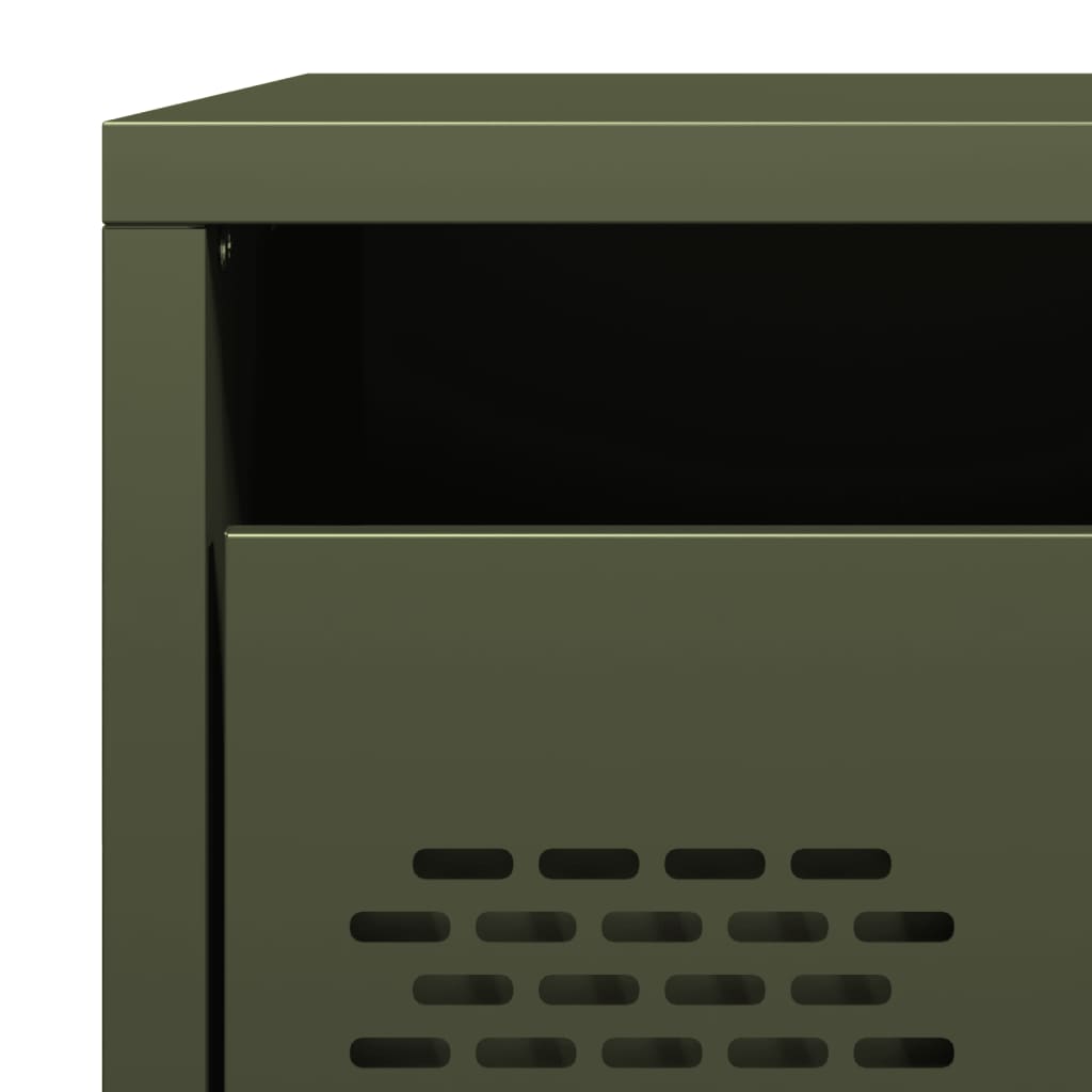 Bedside tables 2 pcs 35x39x43.5 cm steel olive green