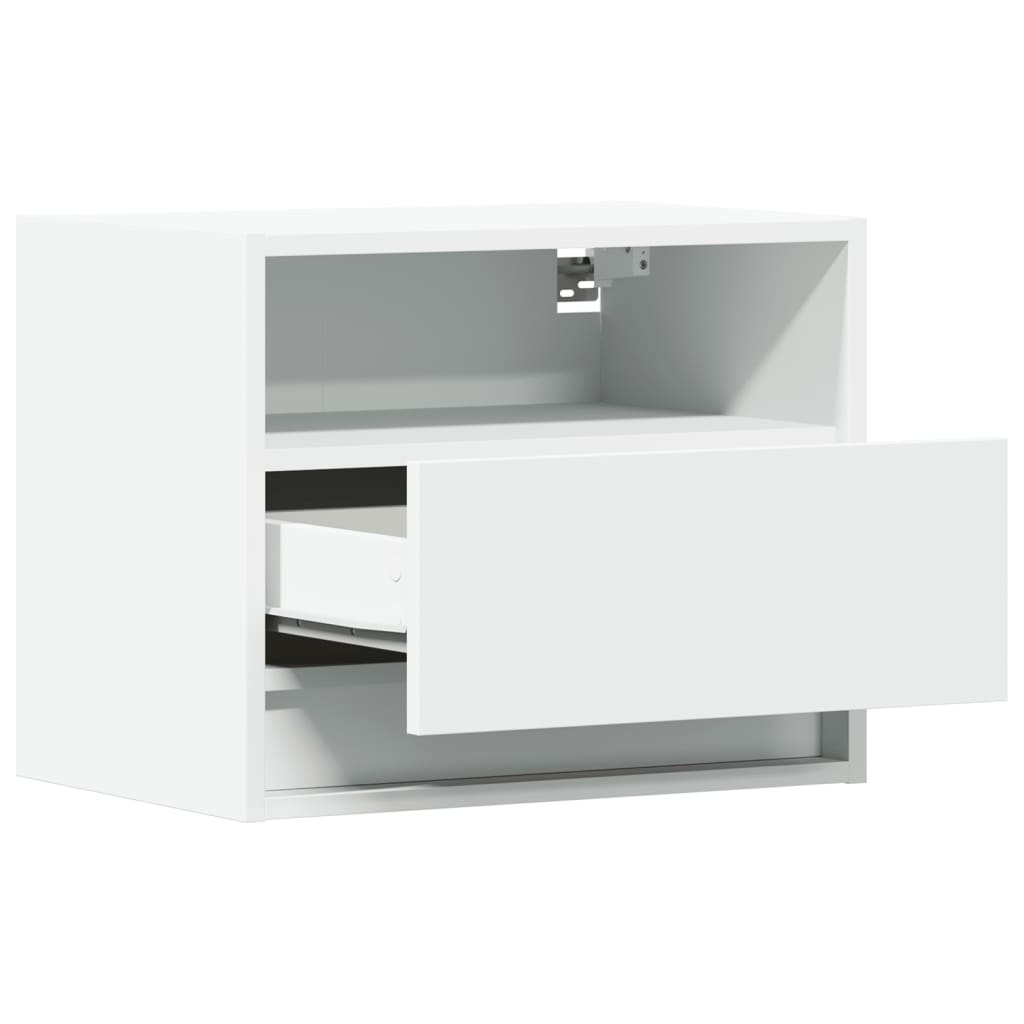 Mesas de cabeceira de parede com luzes LED 2 pcs branco