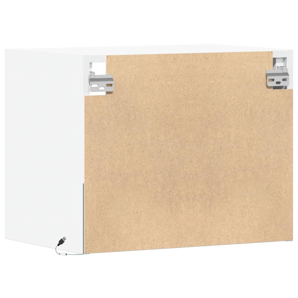 Mesas de cabeceira de parede com luzes LED 2 pcs branco
