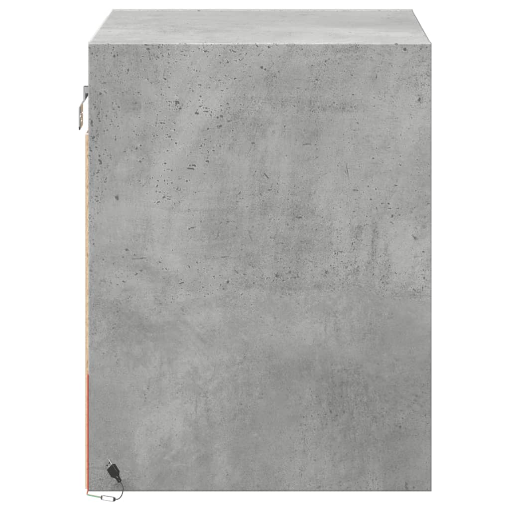 Mesas de cabeceira de parede c/ luzes LED 2pcs cinzento cimento