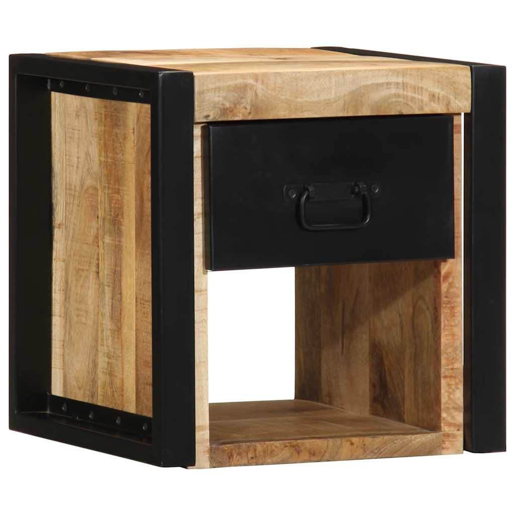 Bedside table 40x35x40 cm solid rough mango wood