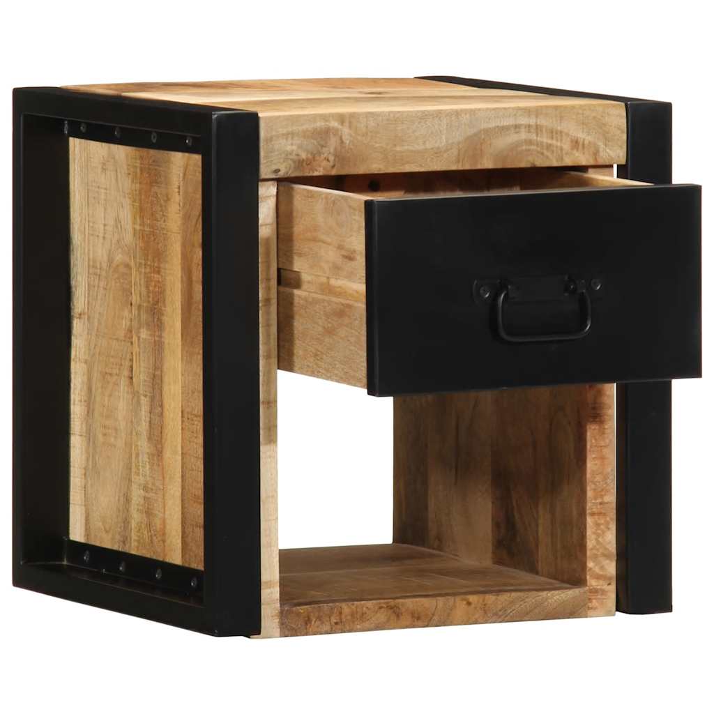 Bedside table 40x35x40 cm solid rough mango wood