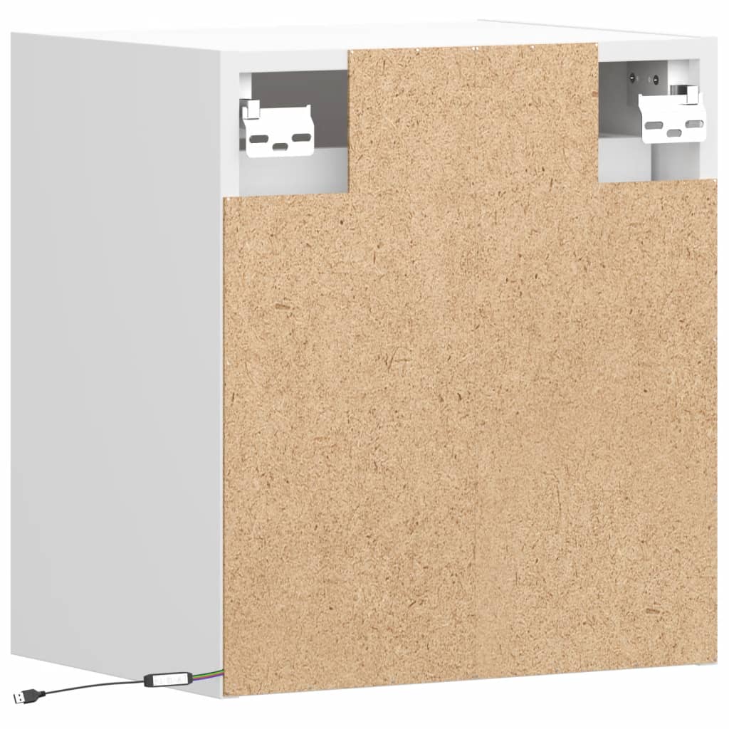 Wall mounted bedside table with white LED lights
