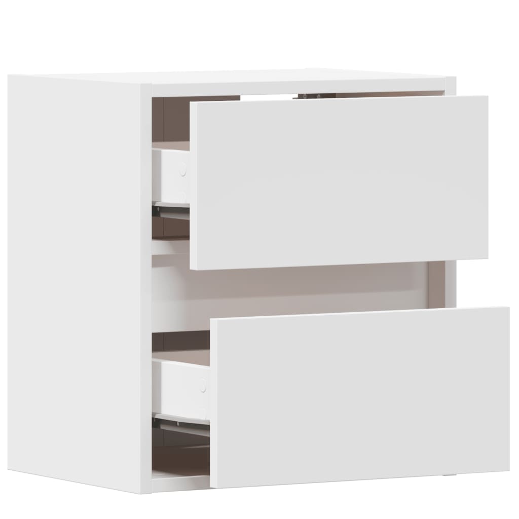 Wall mounted bedside table with white LED lights