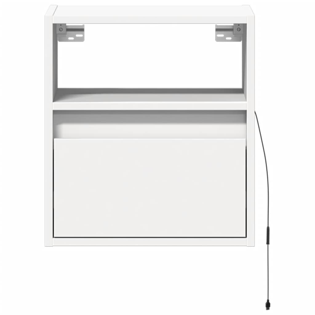 Wall mounted bedside table with white LED lights