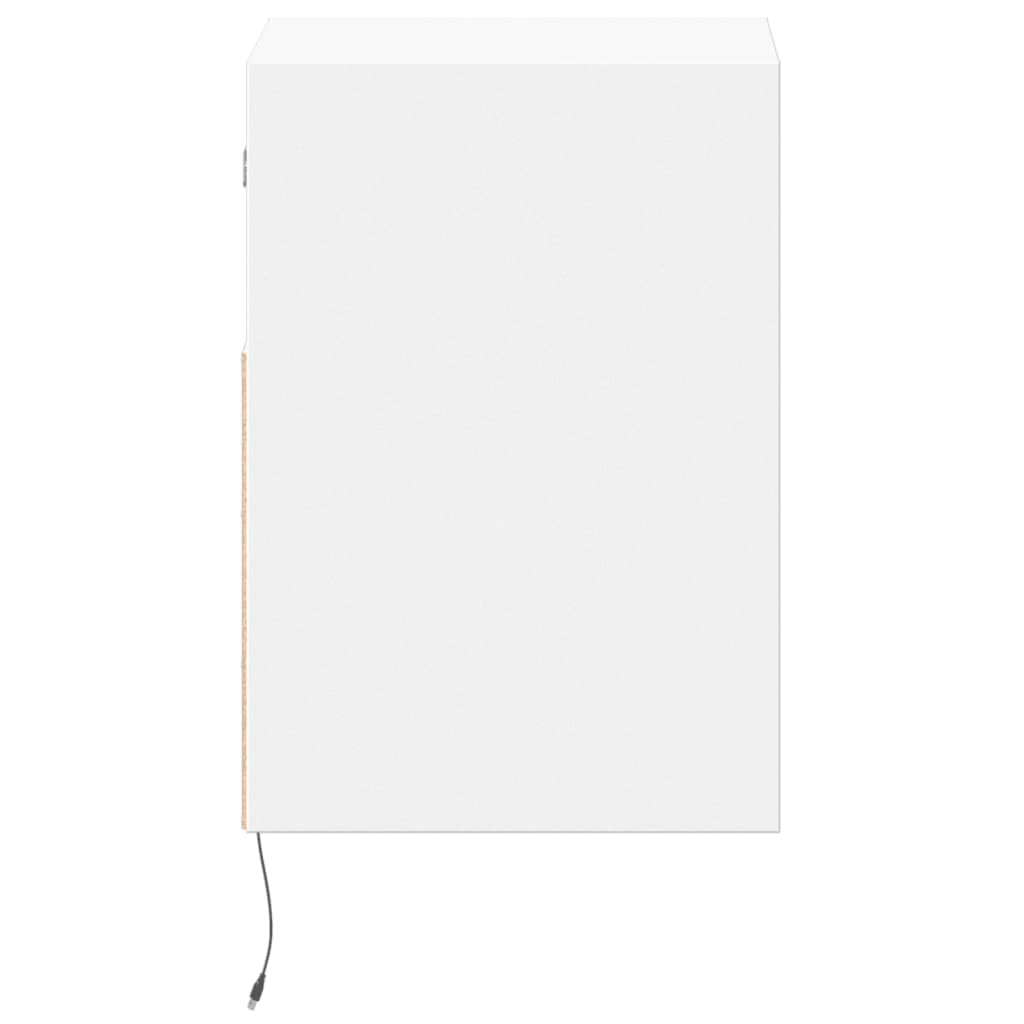 Wall mounted bedside table with white LED lights