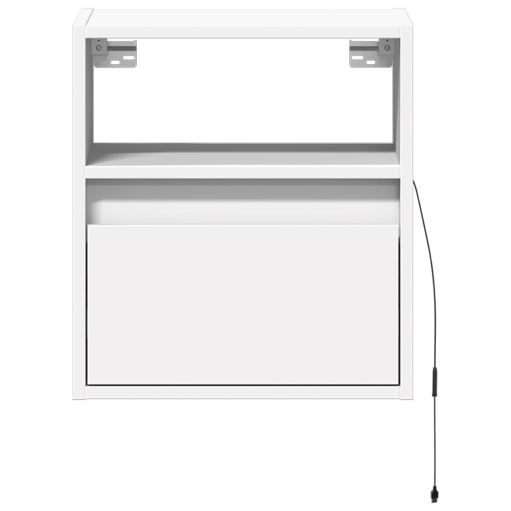 Wall-mounted bedside tables with LED lights 2 pcs white