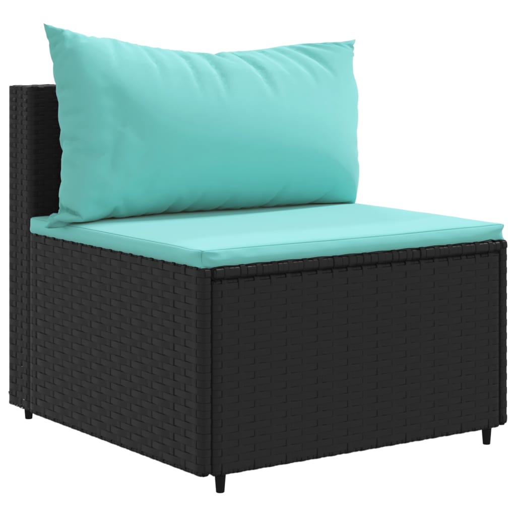 10 pcs conjunto lounge de jardim c/ almofadões vime PE preto