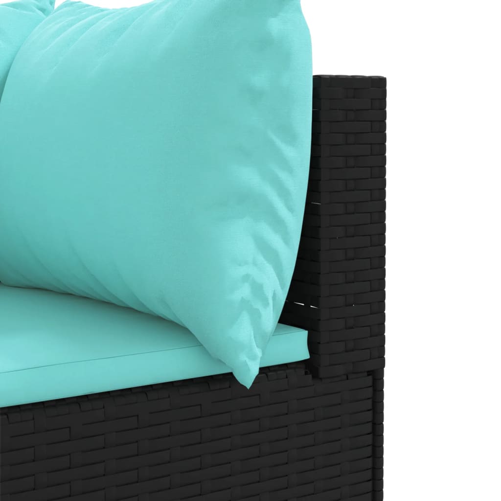 10 pcs conjunto lounge de jardim c/ almofadões vime PE preto