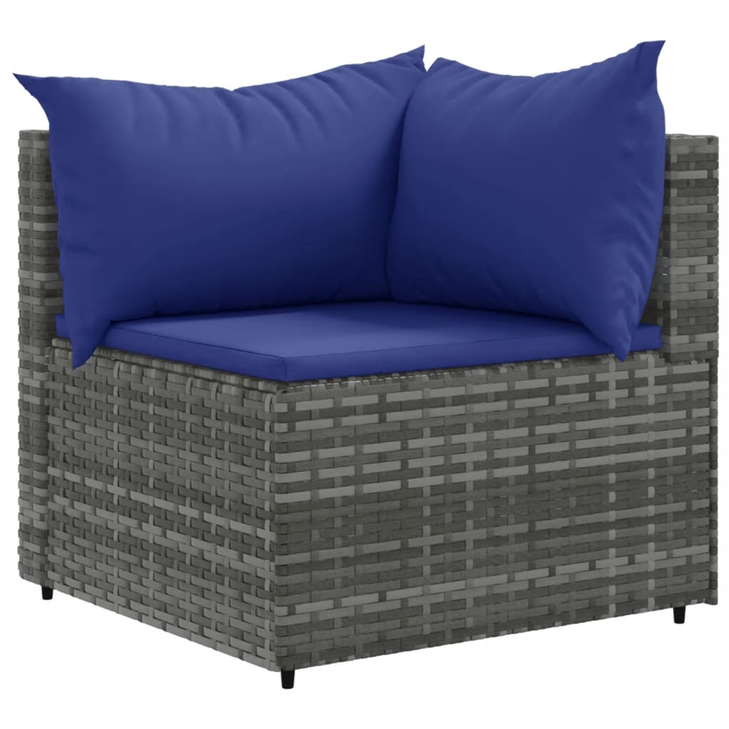 10 pcs garden sofa set with cushions poly rattan grey