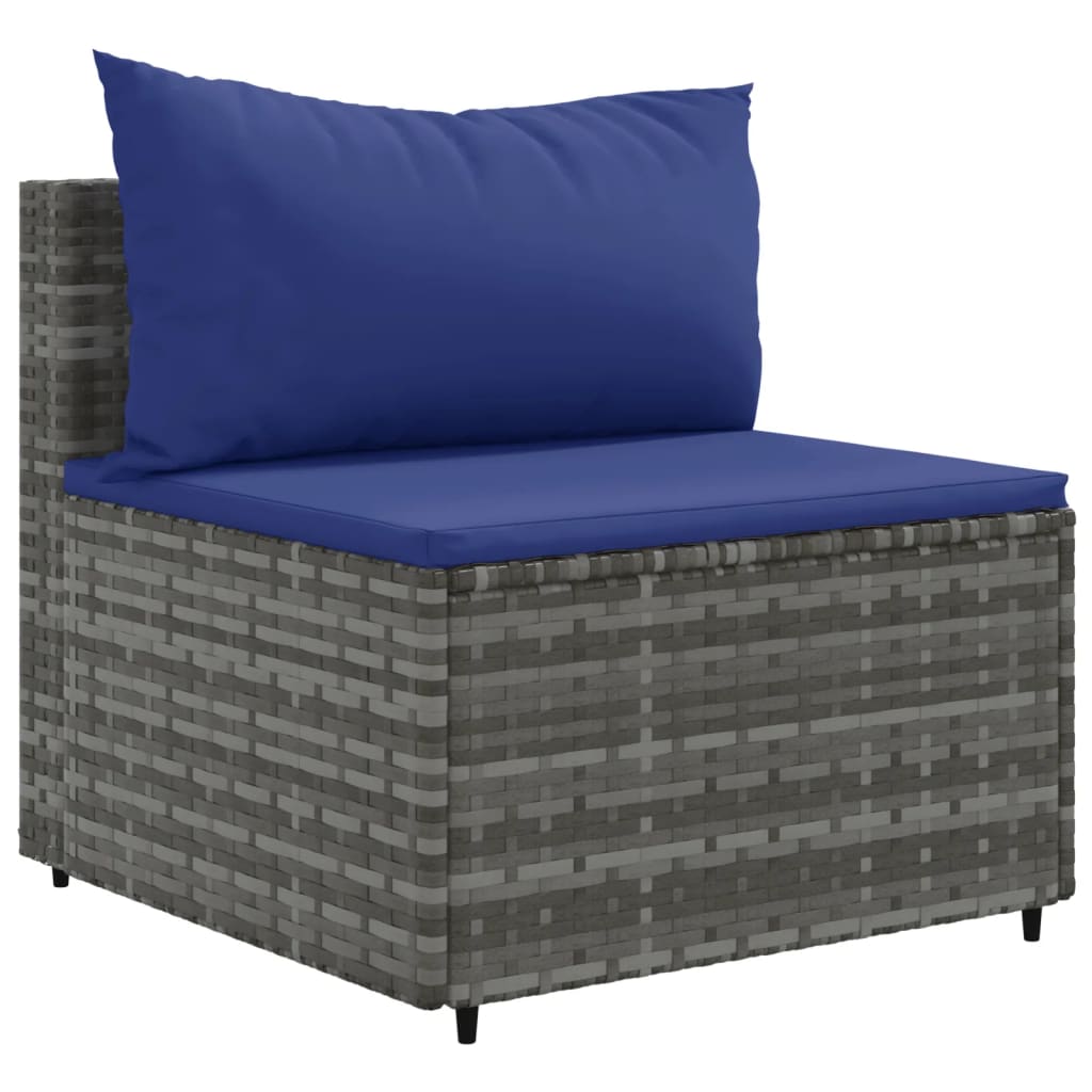 10 pcs garden sofa set with cushions poly rattan grey
