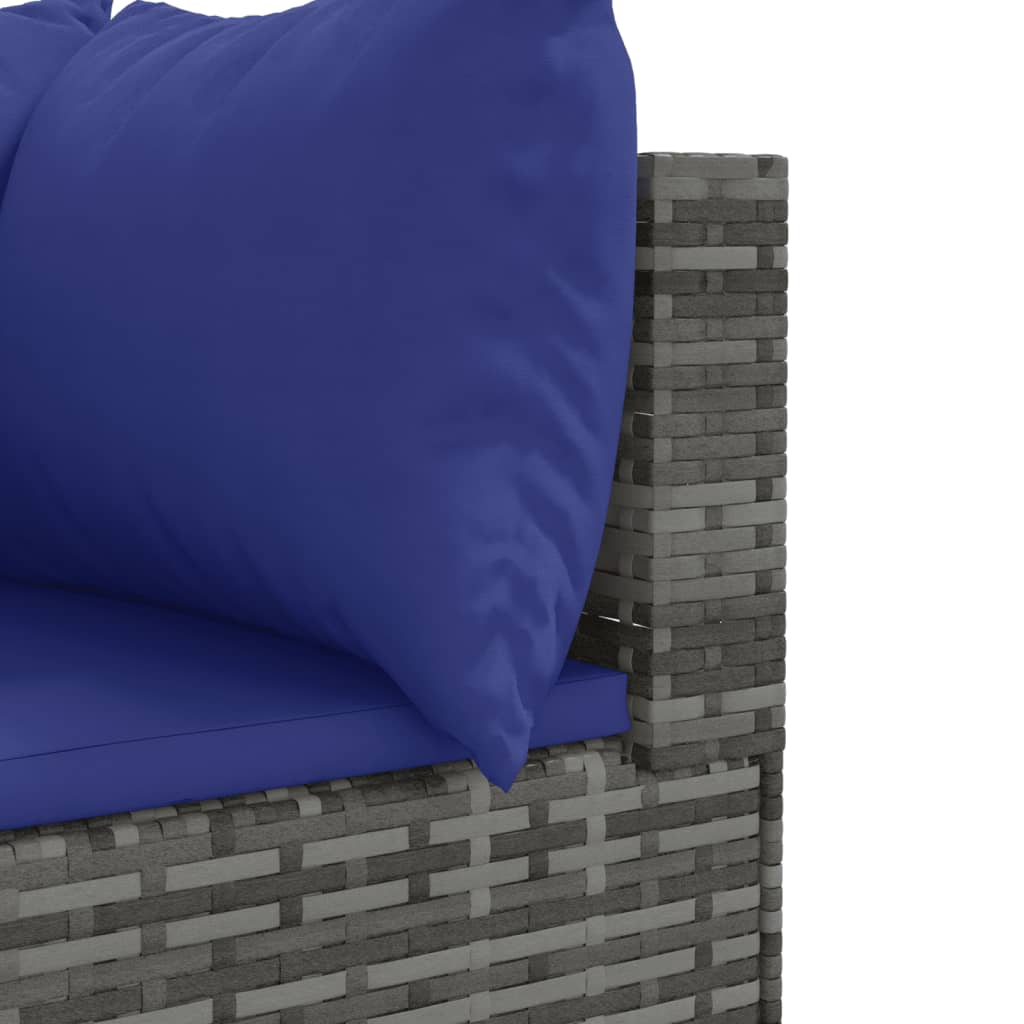 10 pcs garden sofa set with cushions poly rattan grey