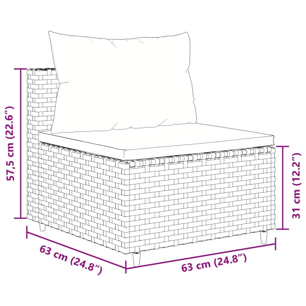 10 pcs garden sofa set with cushions poly rattan grey