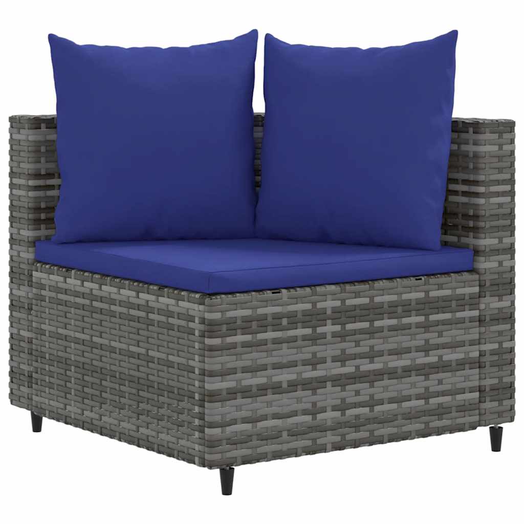 10 pcs garden sofa set with cushions poly rattan grey