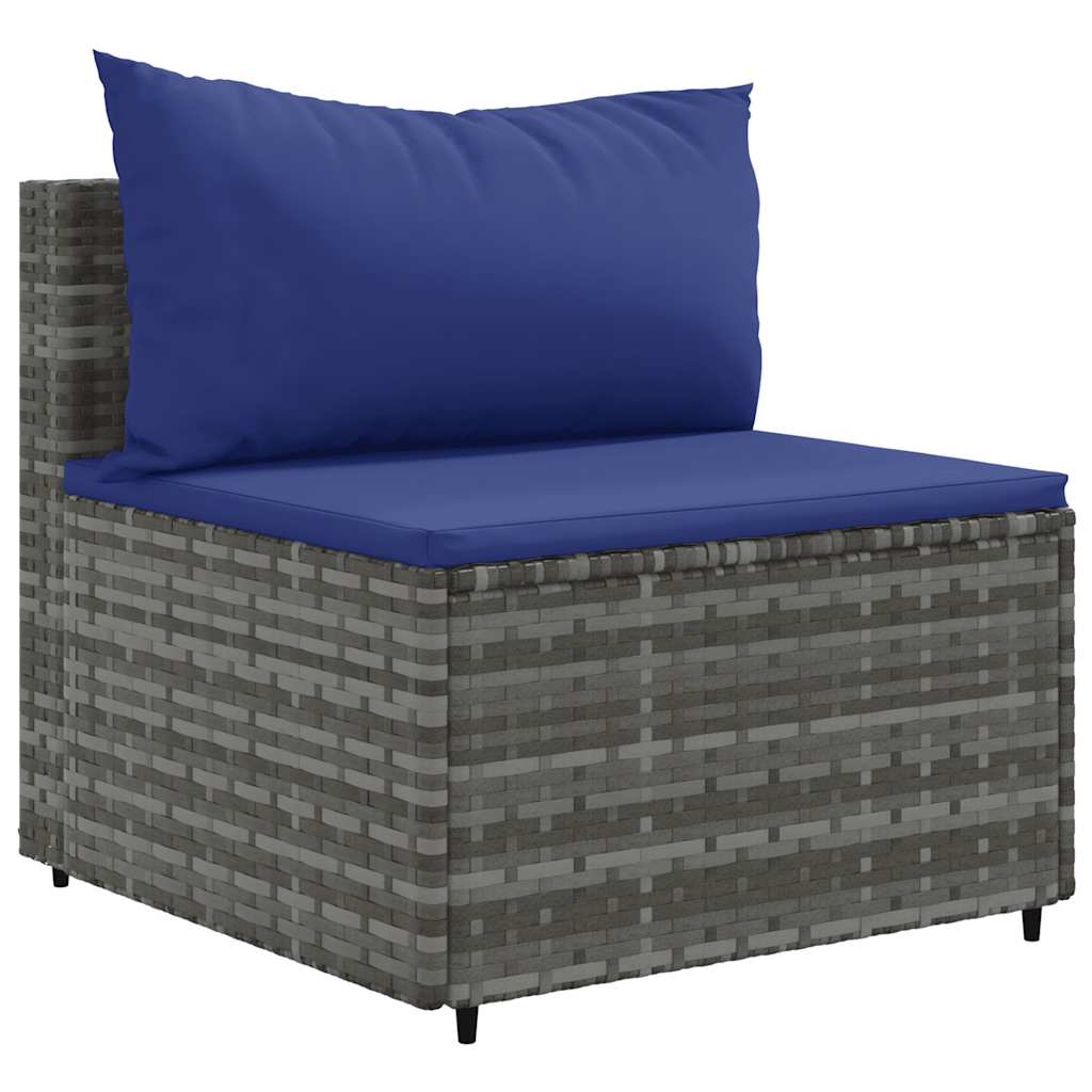 10 pcs garden sofa set with cushions poly rattan grey