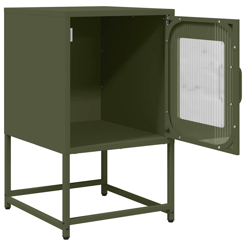 Mesa cabeceira 36x39x60,5 cm aço laminado a frio verde-azeitona