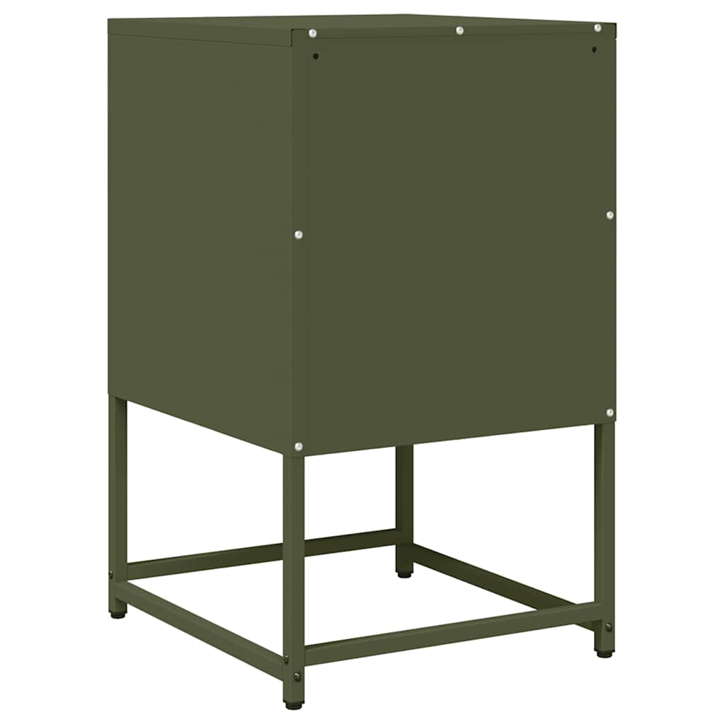 Mesa cabeceira 36x39x60,5 cm aço laminado a frio verde-azeitona