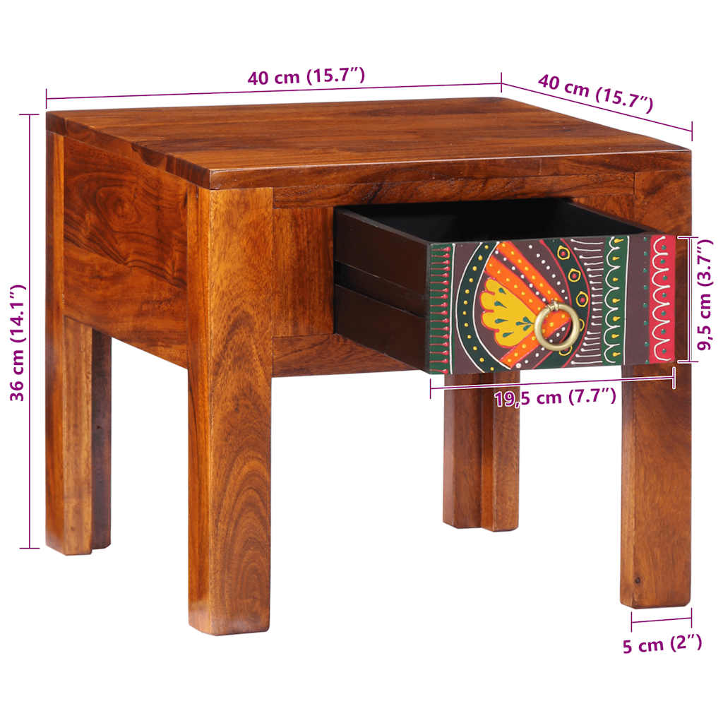 Bedside table 40x40x36 cm solid acacia wood