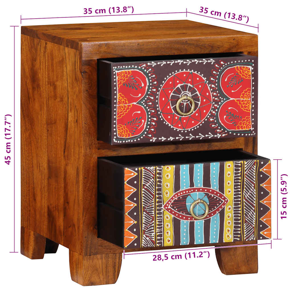 Bedside table 35x35x45 cm solid acacia wood