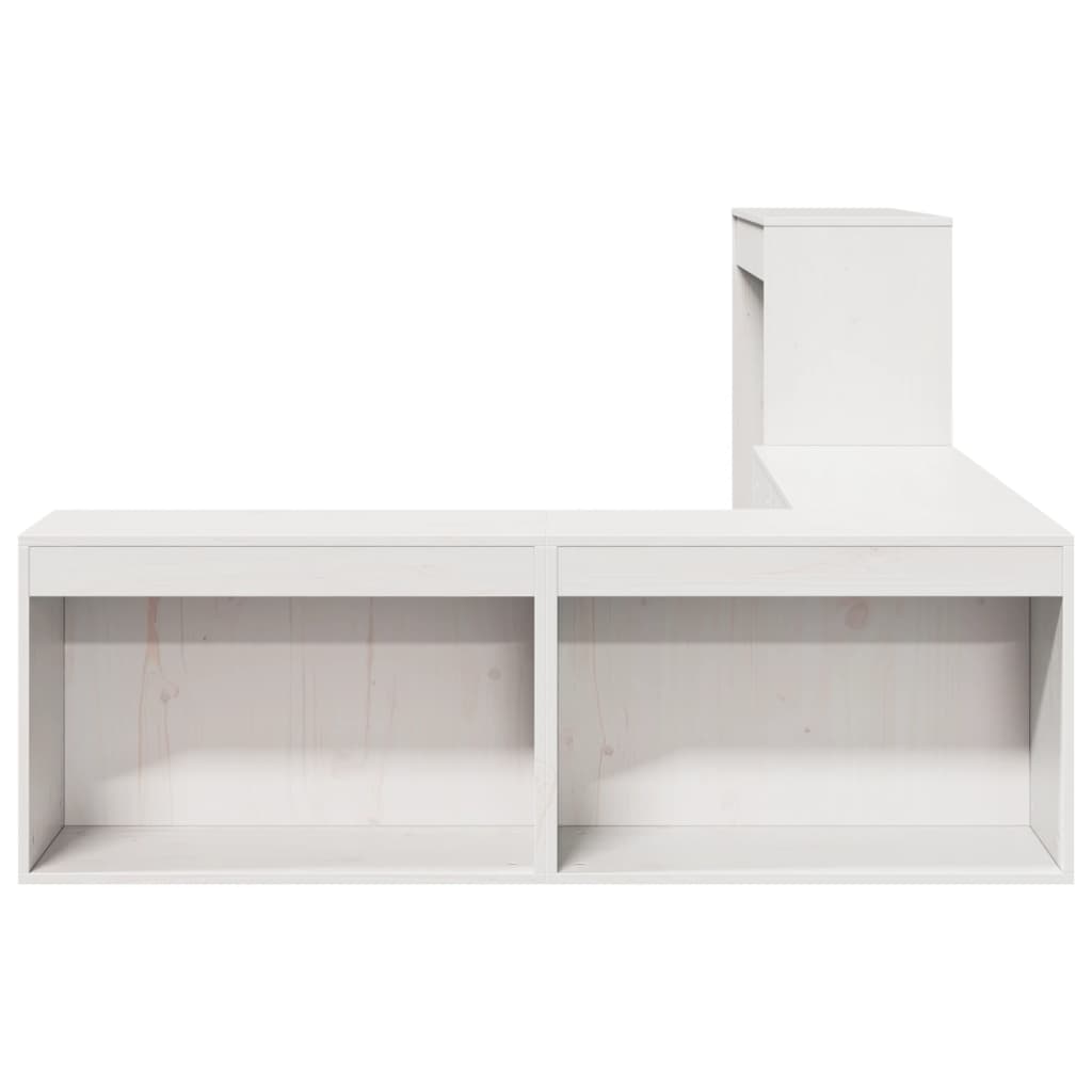 Mesa cabeceira c/ secretária 232x112x75 cm pinho maciço branco