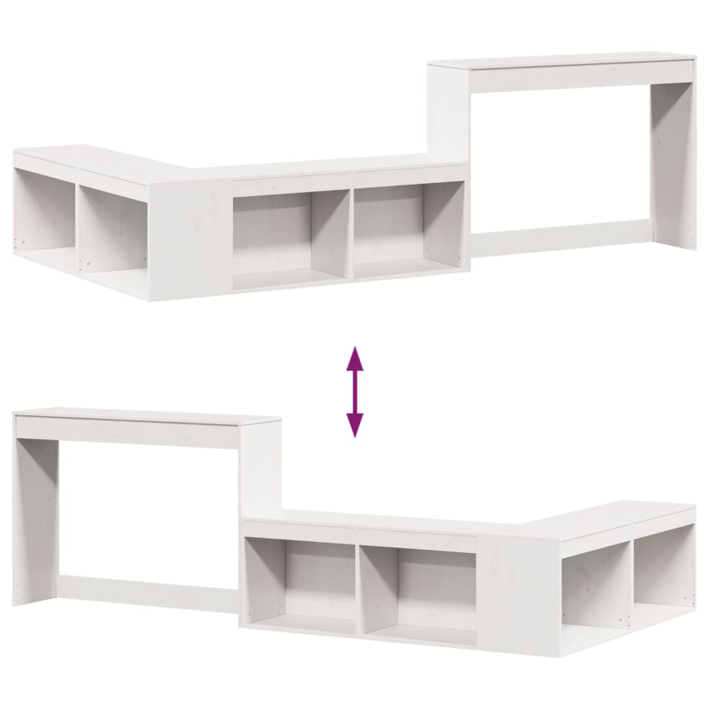 Mesa cabeceira c/ secretária 232x112x75 cm pinho maciço branco