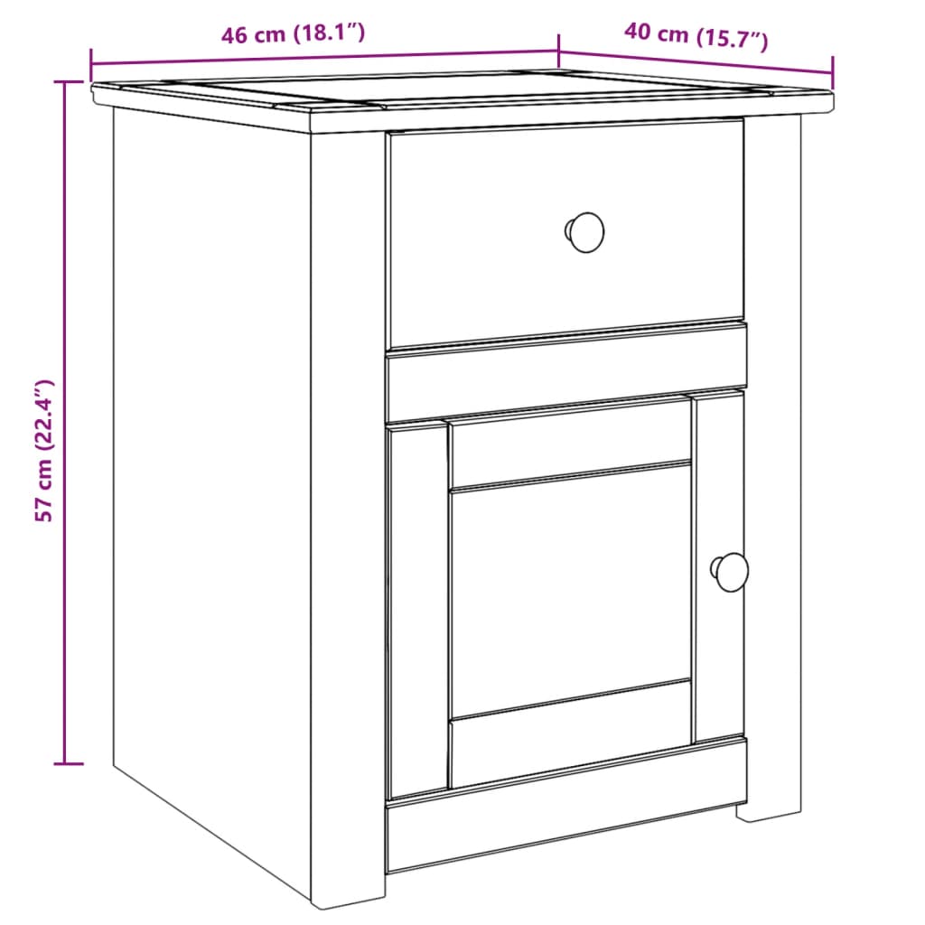 Panama bedside table 46x40x57 cm solid pine wood