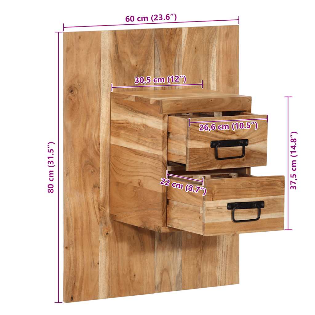 Bedside table 60x32x80 cm solid acacia wood