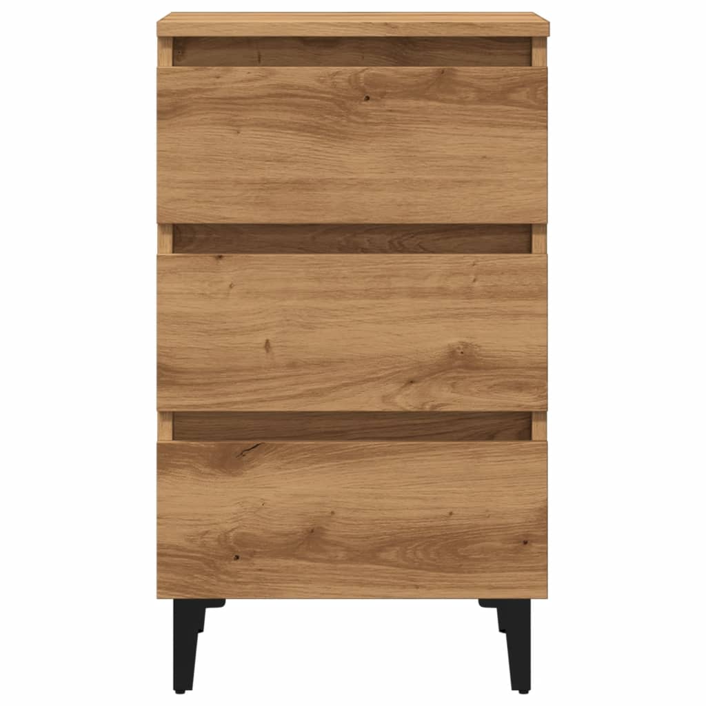 Mesa de cabeceira c/ pernas metal 40x35x69cm carvalho artisiano