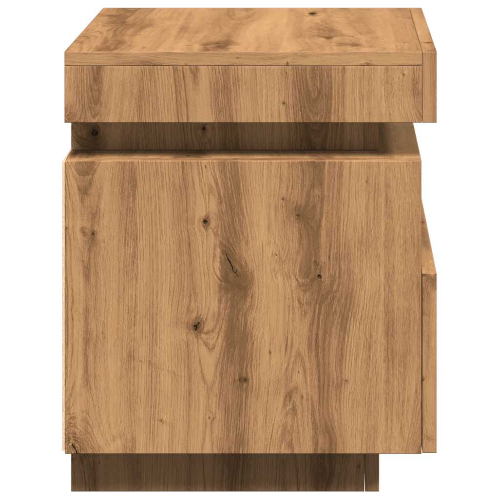 Mesas cabeceira c/luzes LED 2pc 40x39x48,5cm carvalho artisiano