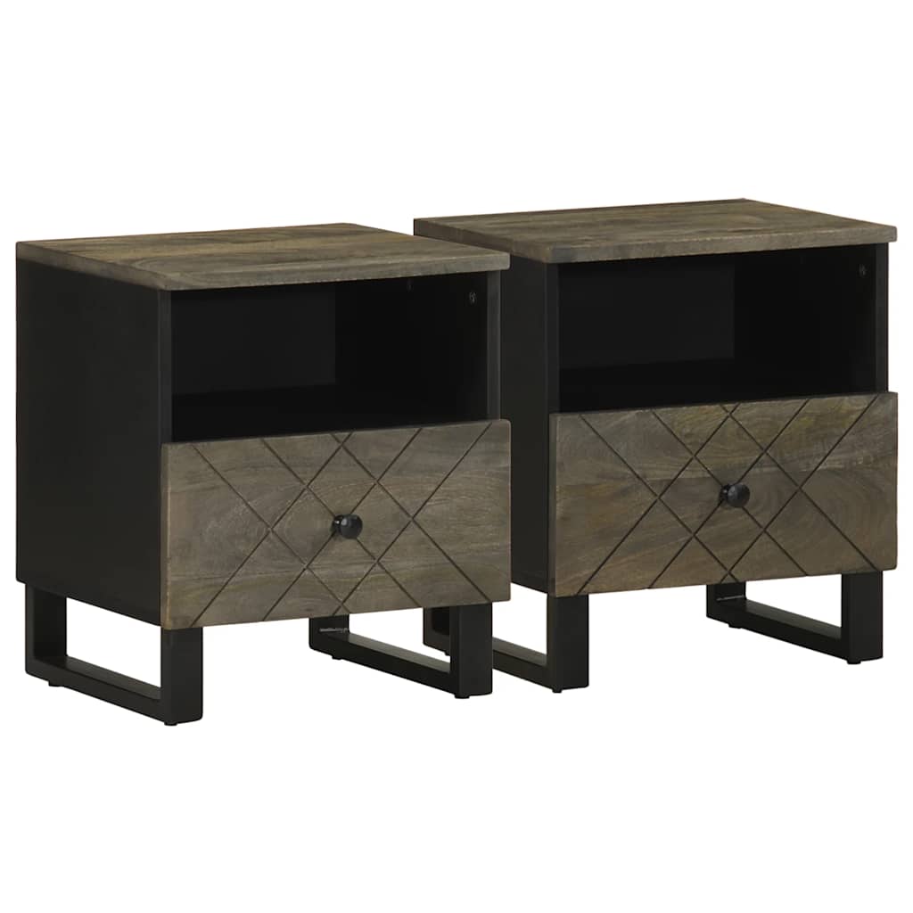 Bedside tables 2 pcs 40x33x46 cm solid mango wood black