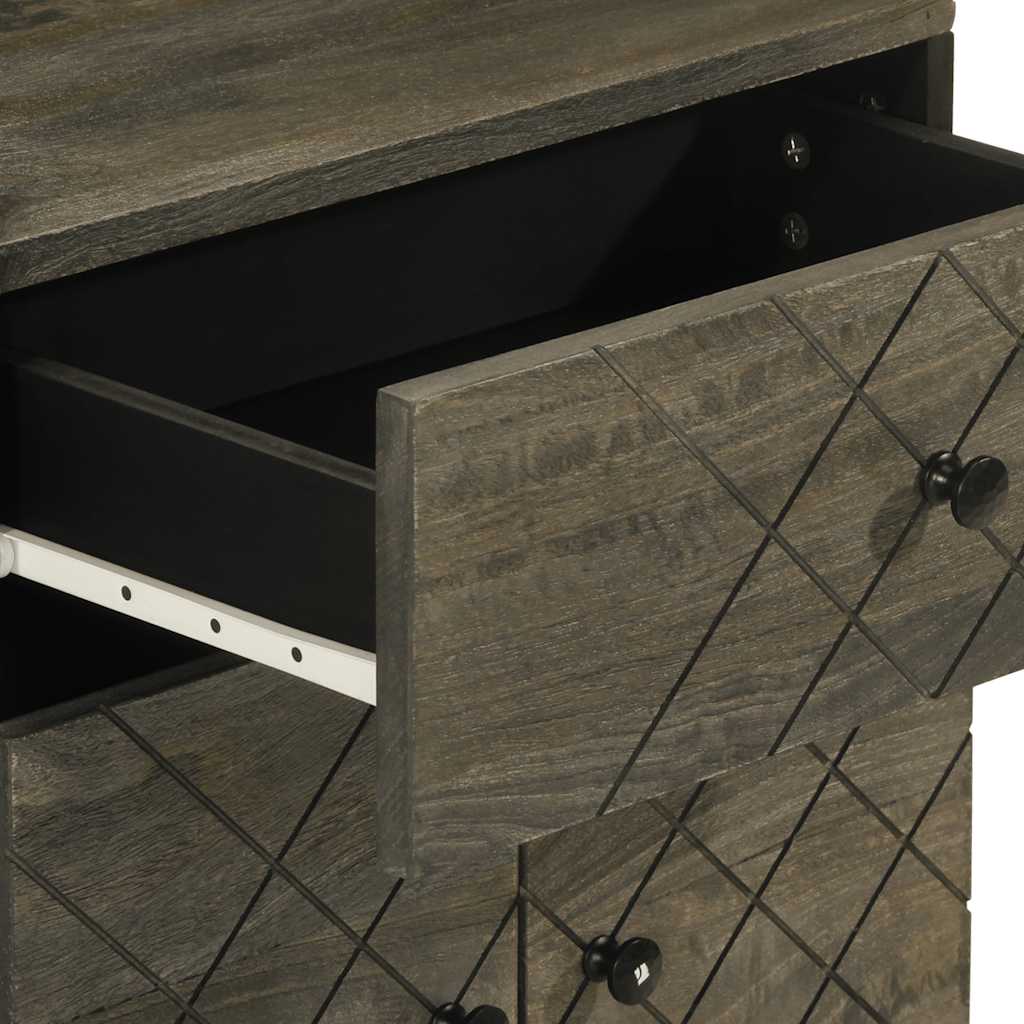 Bedside table 50x33x60 cm solid mango wood black
