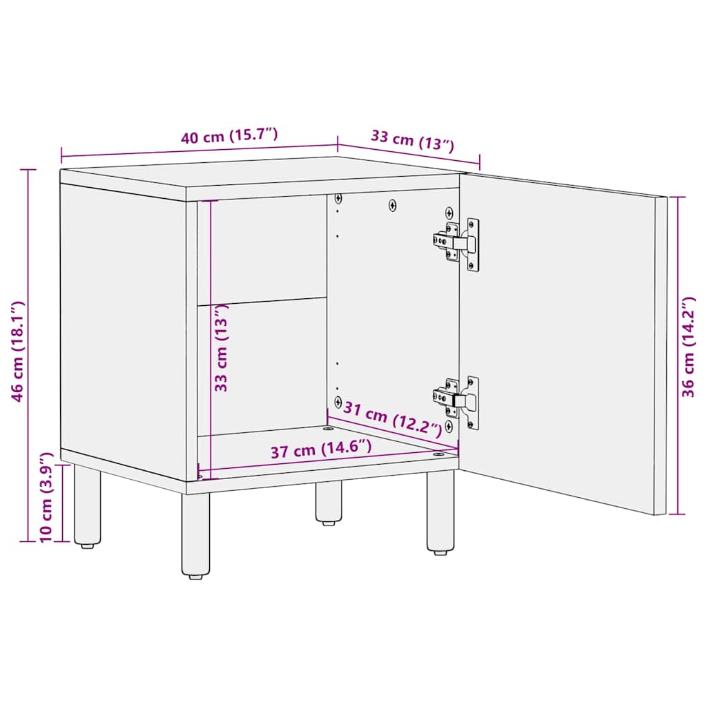Bedside tables 2 pcs brown solid mango wood
