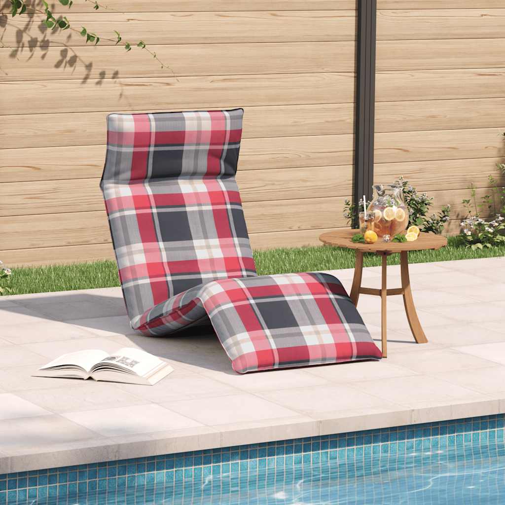 Folding sun lounger 175x54x8.5 cm Red checkered pattern