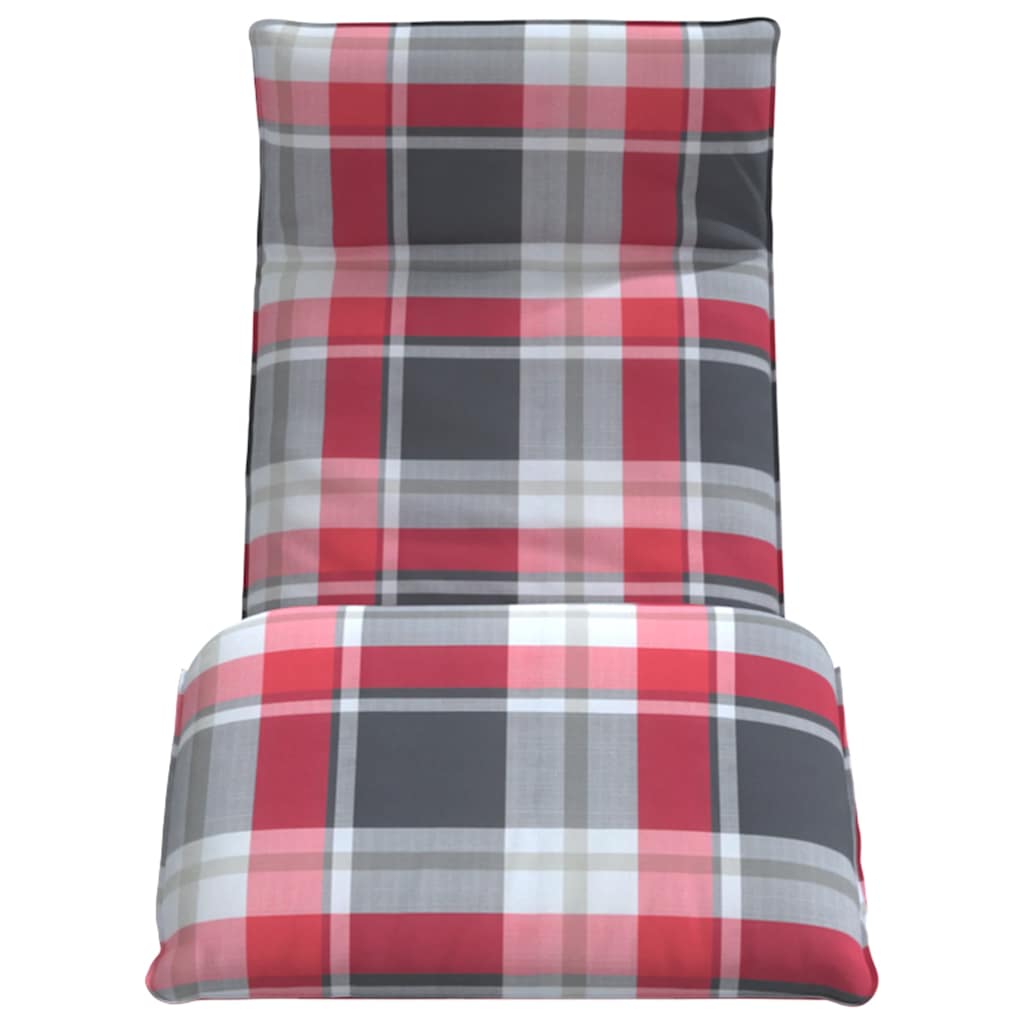 Folding sun lounger 175x54x8.5 cm Red checkered pattern