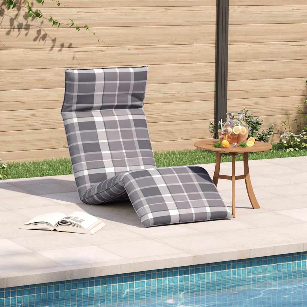 Folding sun lounger 175x54x8.5 cm Grey checkered pattern