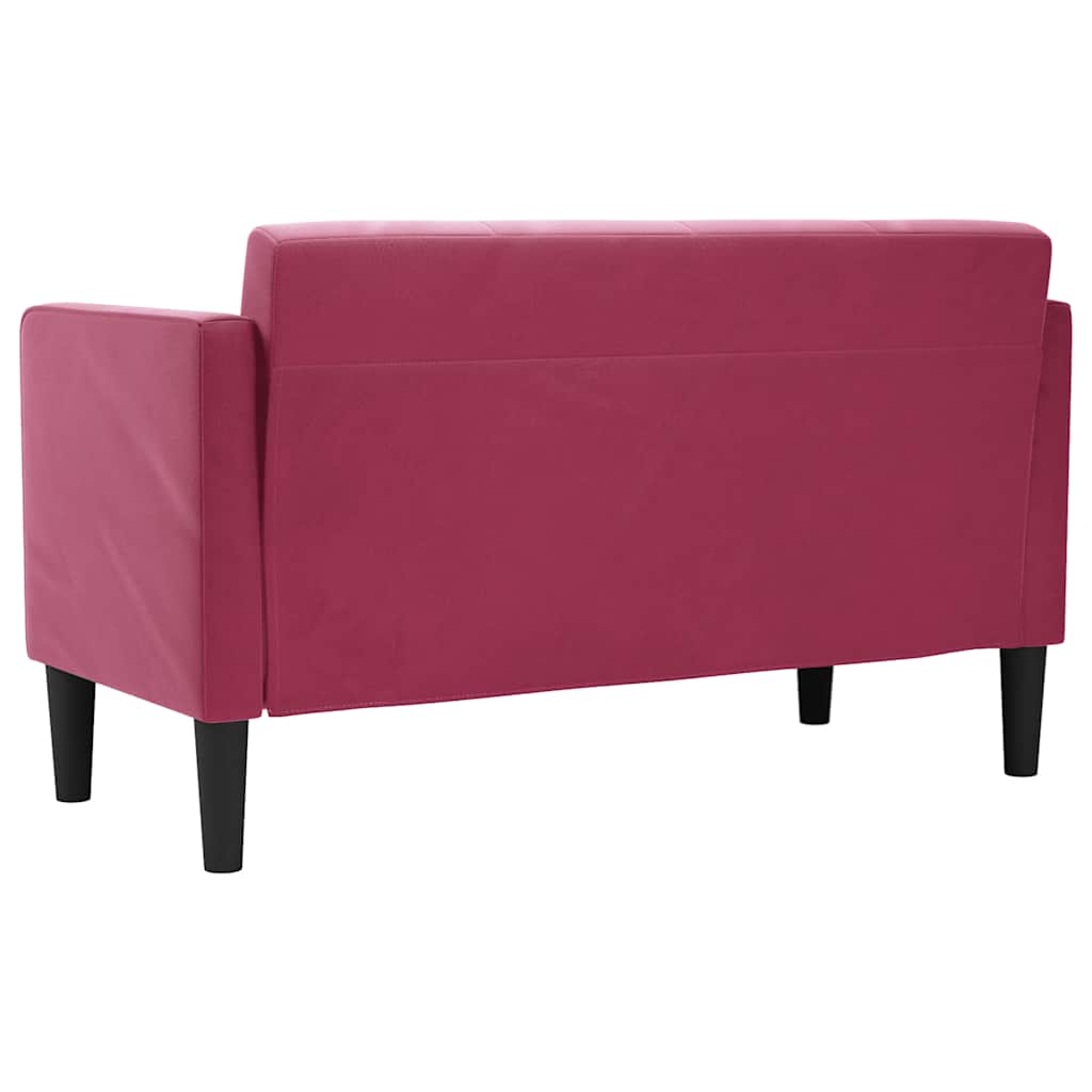 Sofá-luvas 111 cm veludo vermelho tinto