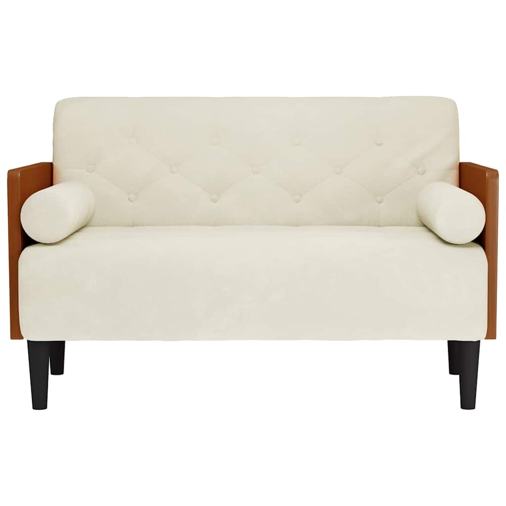Sofá-luvas com rolos 110 cm veludo creme